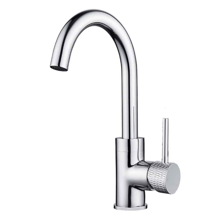 Wastafelmengkraan Aquasplash Ridged Gebogen met Draaibare Uitloop Chroom