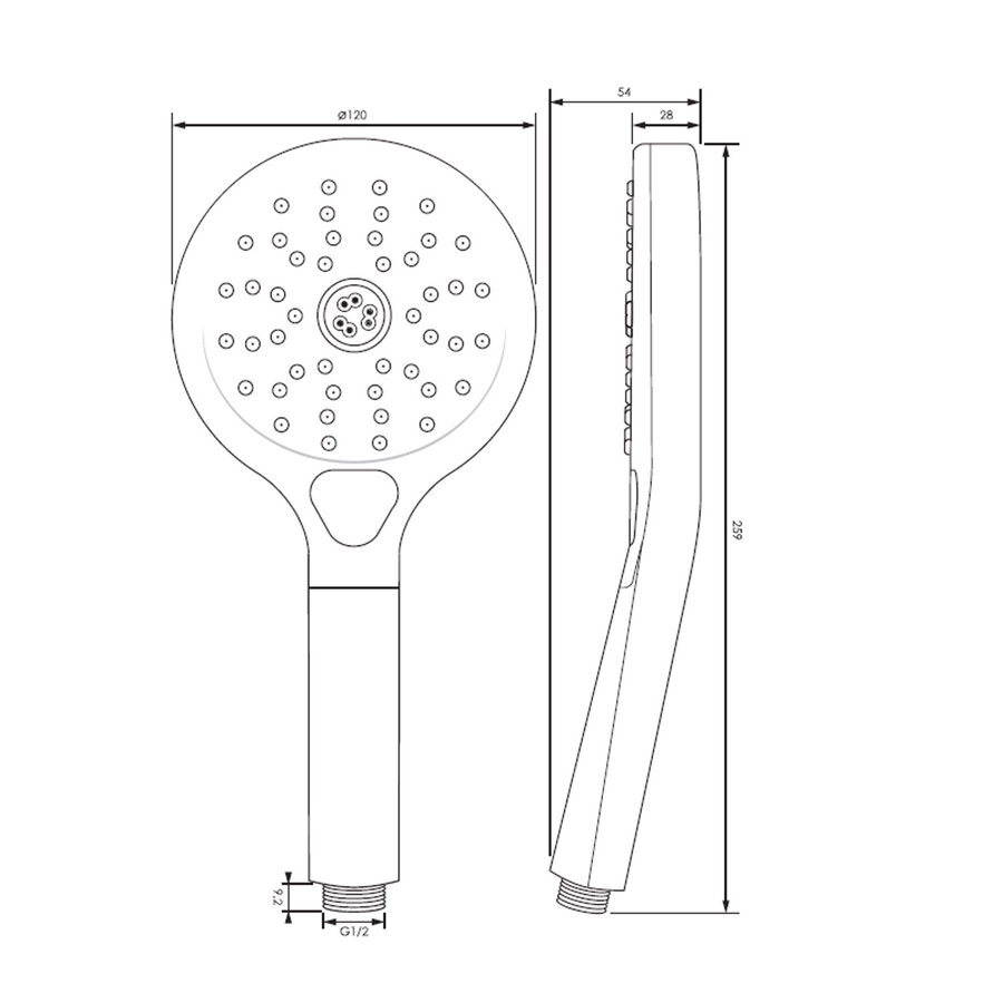 Handdouche Brauer Black 3 Standen 22 cm Mat Zwart