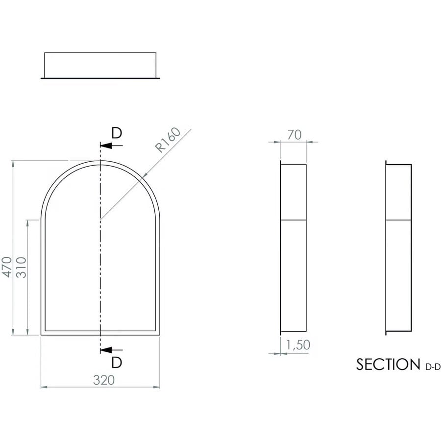 Inbouwnis Looox BoX Arc 32x7x47 cm Mat Zwart
