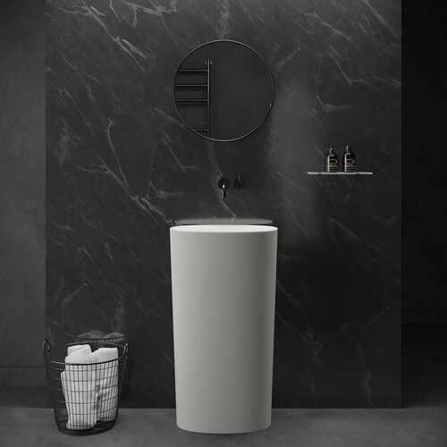 Wastafel Ideavit Colidcliff Staand Model 50x35x90 cm Solid Surface Mat Wit 