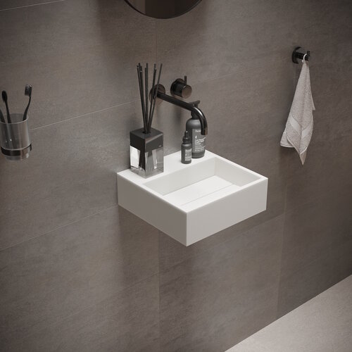 Fontein Ideavit Solidcube 30x30x10 cm Solid Surface Mat Wit 