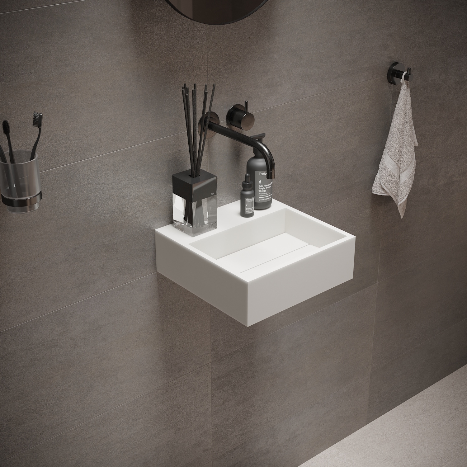 Fontein Ideavit Solidcube 30x30x10 cm Solid Surface Mat Wit Ideavit