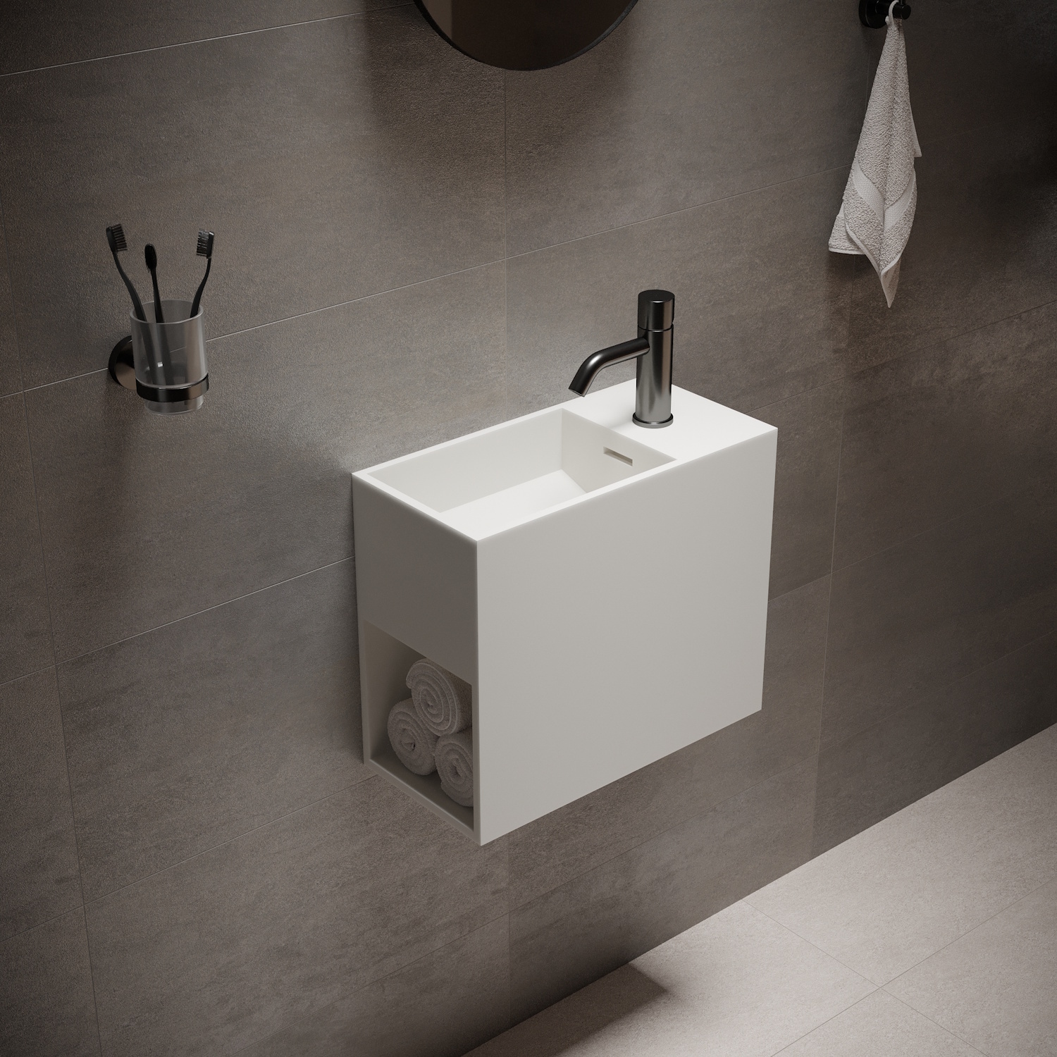 Wastafel Ideavit Solidwash 45x22x38 cm Solid Surface Mat Wit Ideavit