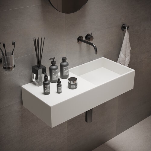 Wastafel Ideavit Solidplan 75x32,5x15 cm Solid Surface Mat Wit 