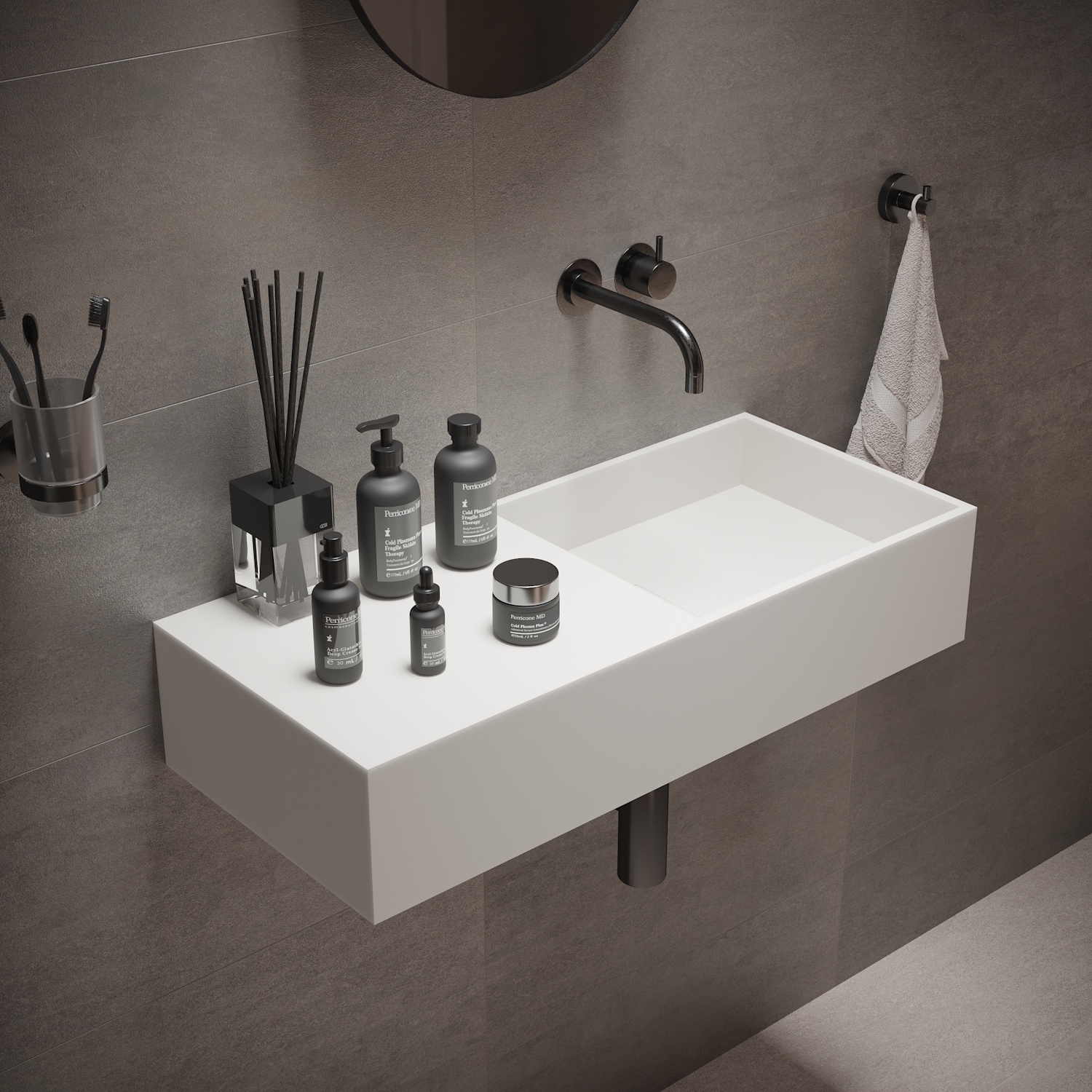 Wastafel Ideavit Solidplan 75x32,5x15 cm Solid Surface Mat Wit Ideavit