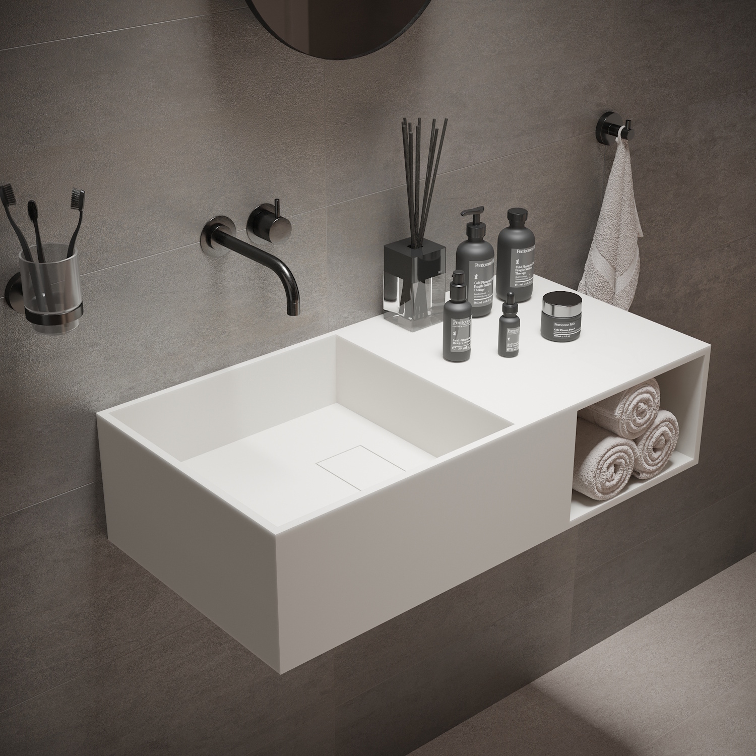 Wastafel Ideavit Solidplan 80x40x20 cm Solid Surface Mat Wit Ideavit