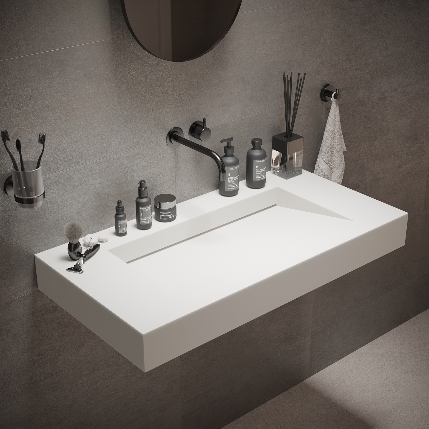 Wastafel Ideavit Solidsquare 90x46x10 cm Solid Surface Mat Wit Ideavit