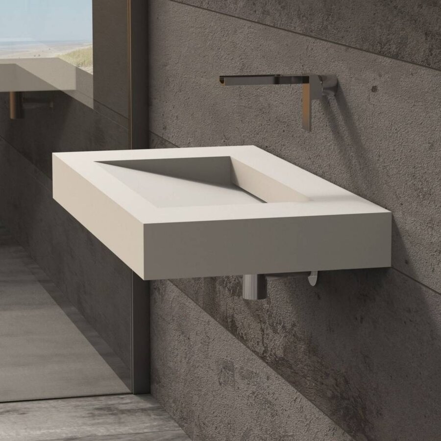 Wastafel Ideavit Solidsquare 90x46x10 cm Solid Surface Mat Wit