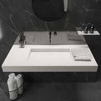 Wastafel Ideavit Solidsquare 120x46x10 cm Solid Surface Mat Wit