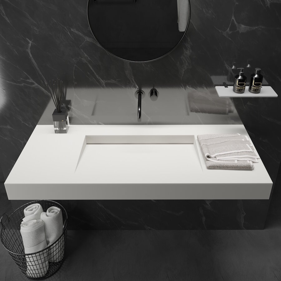 Wastafel Ideavit Solidsquare 120x46x10 cm Solid Surface Mat Wit