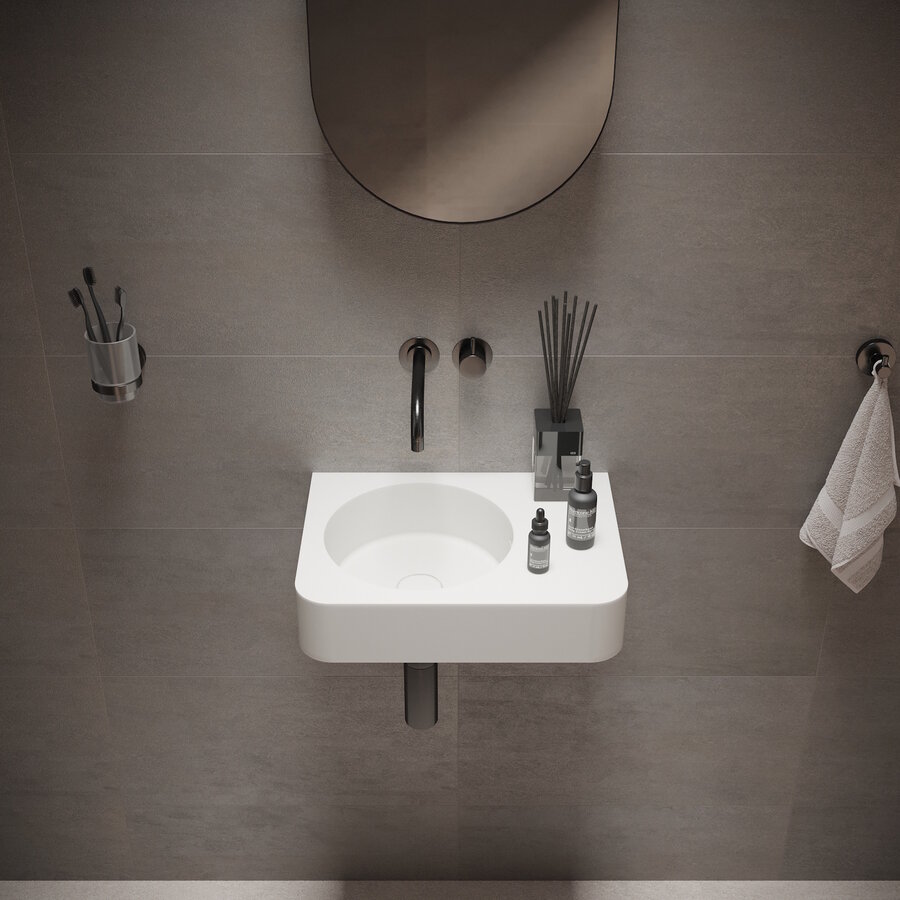 Fontein Ideavit Solidbrio 45x30x14 cm Solid Surface Mat Wit