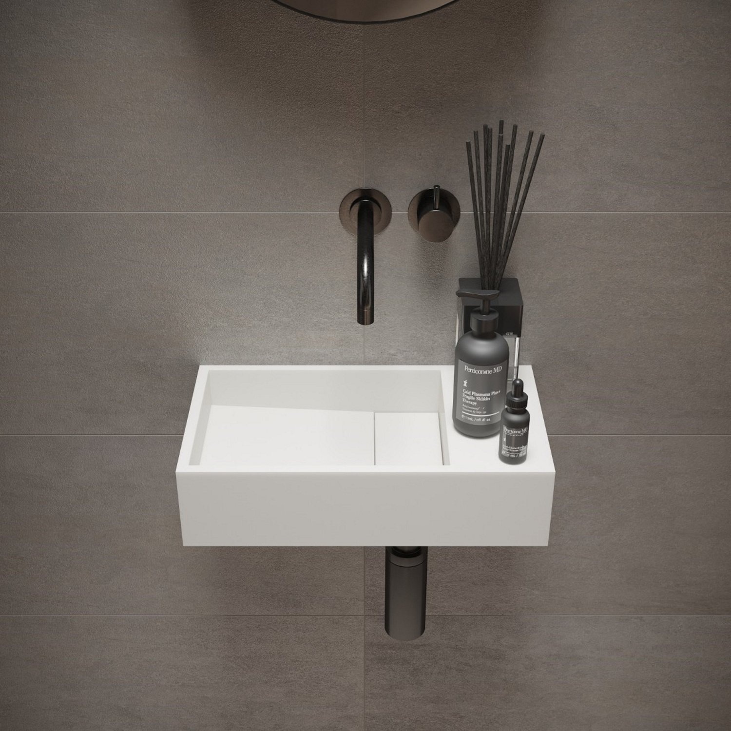 Fontein Ideavit Solidcube 40x22x10 cm Solid Surface Omkeerbaar Mat Wit Ideavit