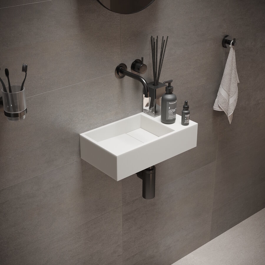 Fontein Ideavit Solidcube 40x22x10 cm Solid Surface Omkeerbaar Mat Wit