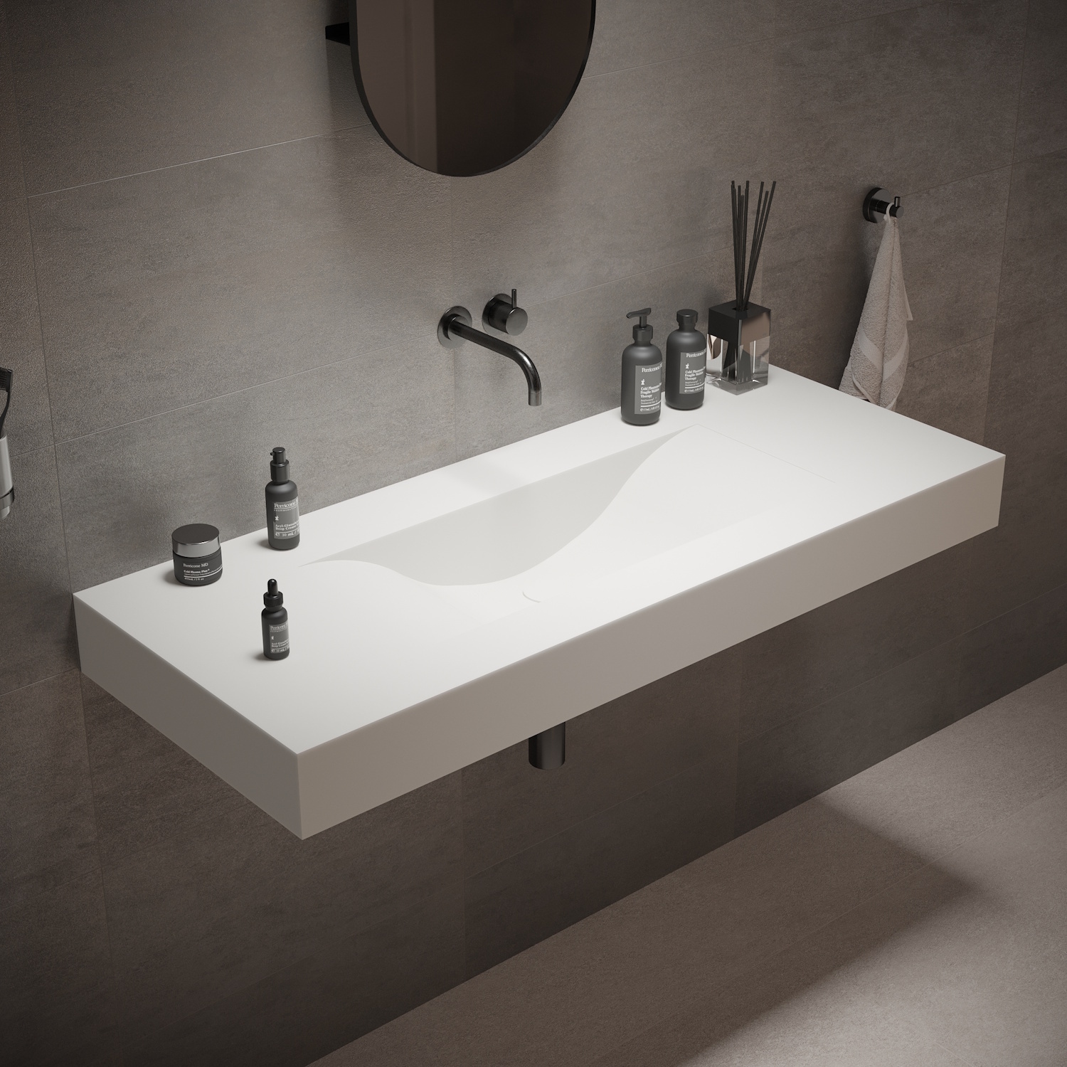 Wastafel Ideavit Solidvolo 120x48x11 cm Solid Surface Mat Wit Ideavit