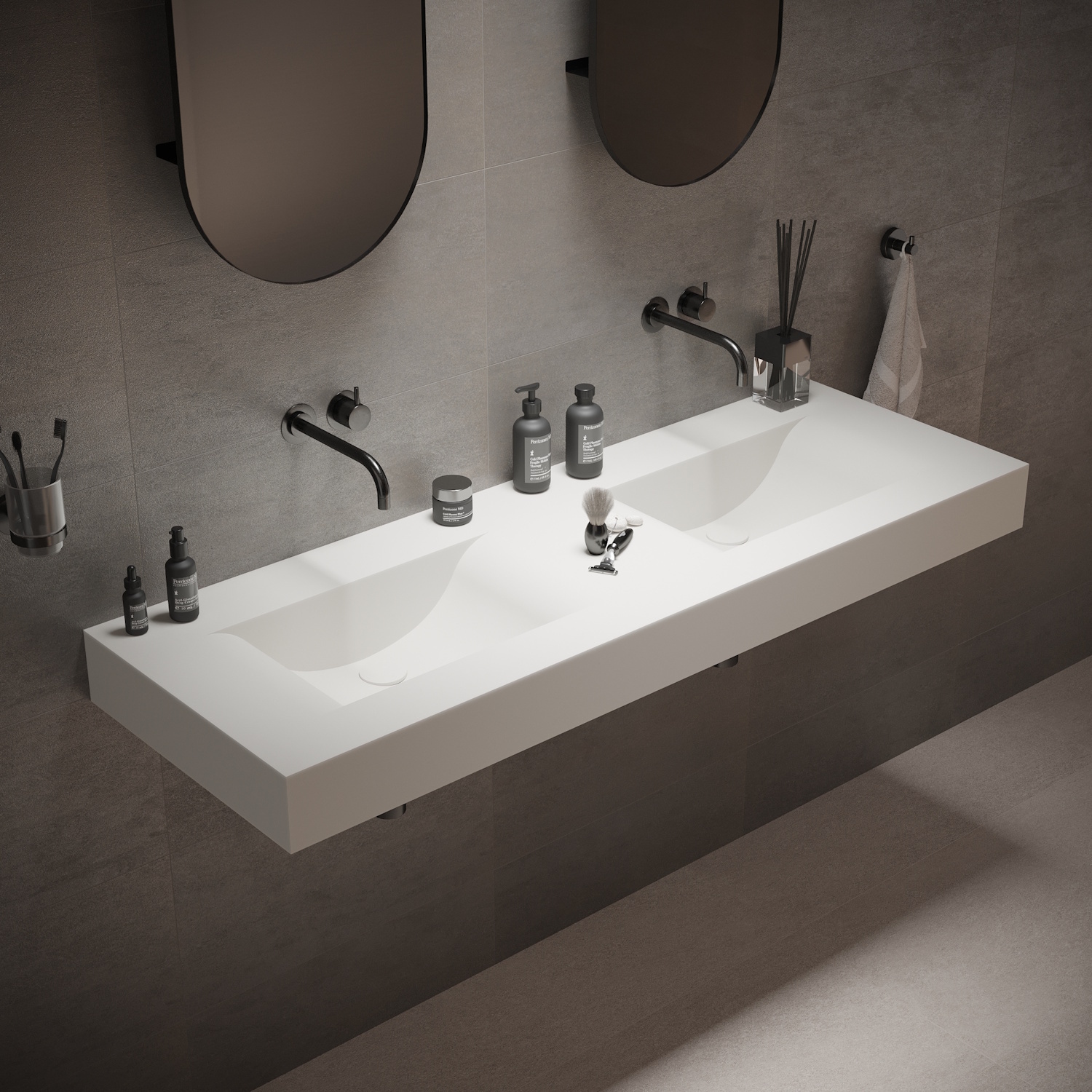 Wastafel Ideavit Solidvolo 140x48x11 cm Solid Surface Mat Wit Ideavit