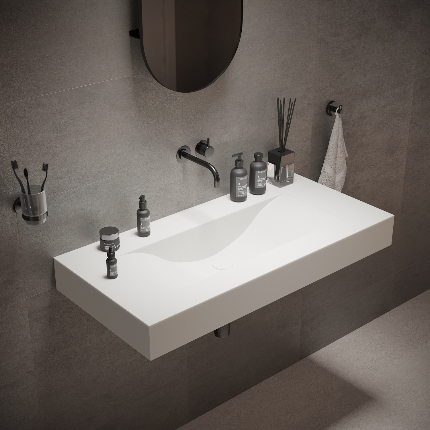 Wastafel Ideavit Solidvolo 100x48x11 cm Solid Surface Mat Wit Ideavit