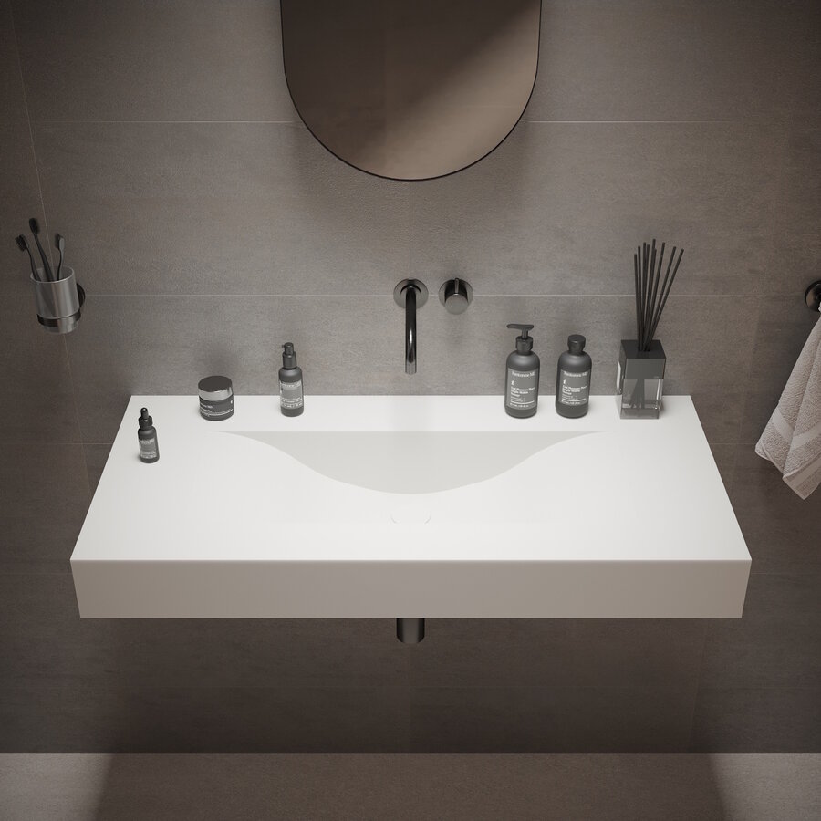Wastafel Ideavit Solidvolo 100x48x11 cm Solid Surface Mat Wit