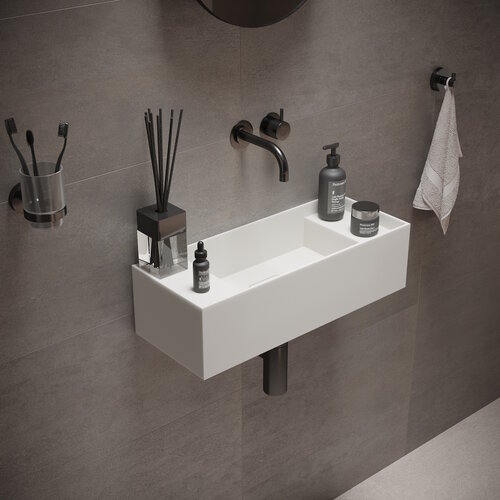 Fontein Ideavit Solidbliss 55x22x15 cm Solid Surface 2 Plateaus Mat Wit 