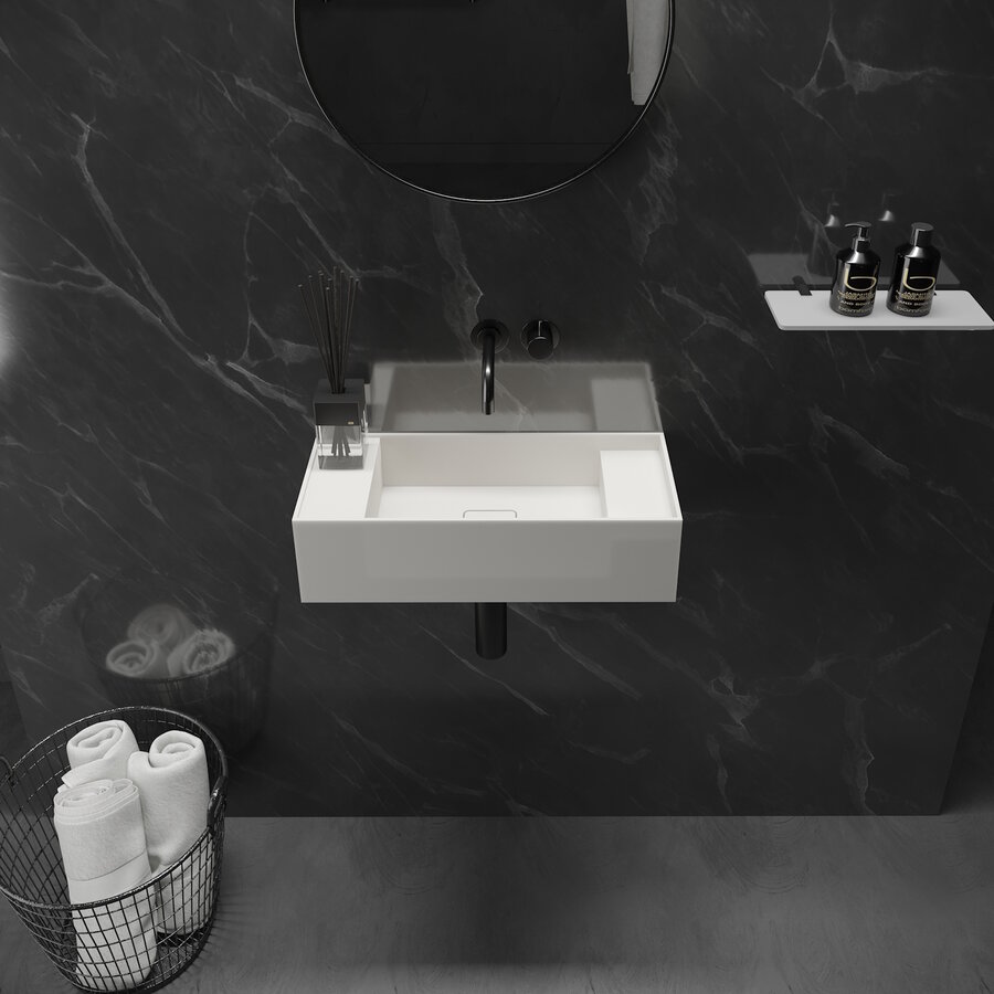 Fontein Ideavit Solidbliss 55x22x15 cm Solid Surface 2 Plateaus Mat Wit