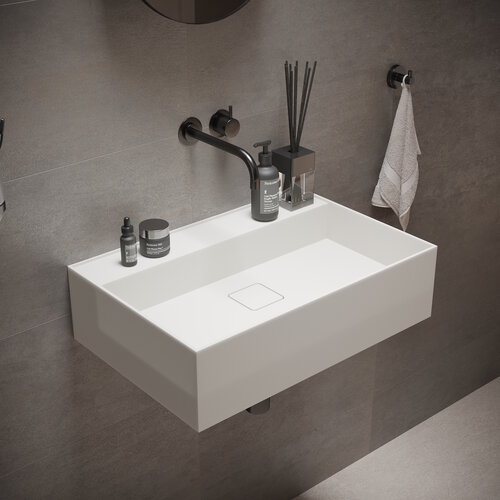 Fontein Ideavit Solidbliss 60x40x16 cm Solid Surface 1 Plateau Mat Wit 