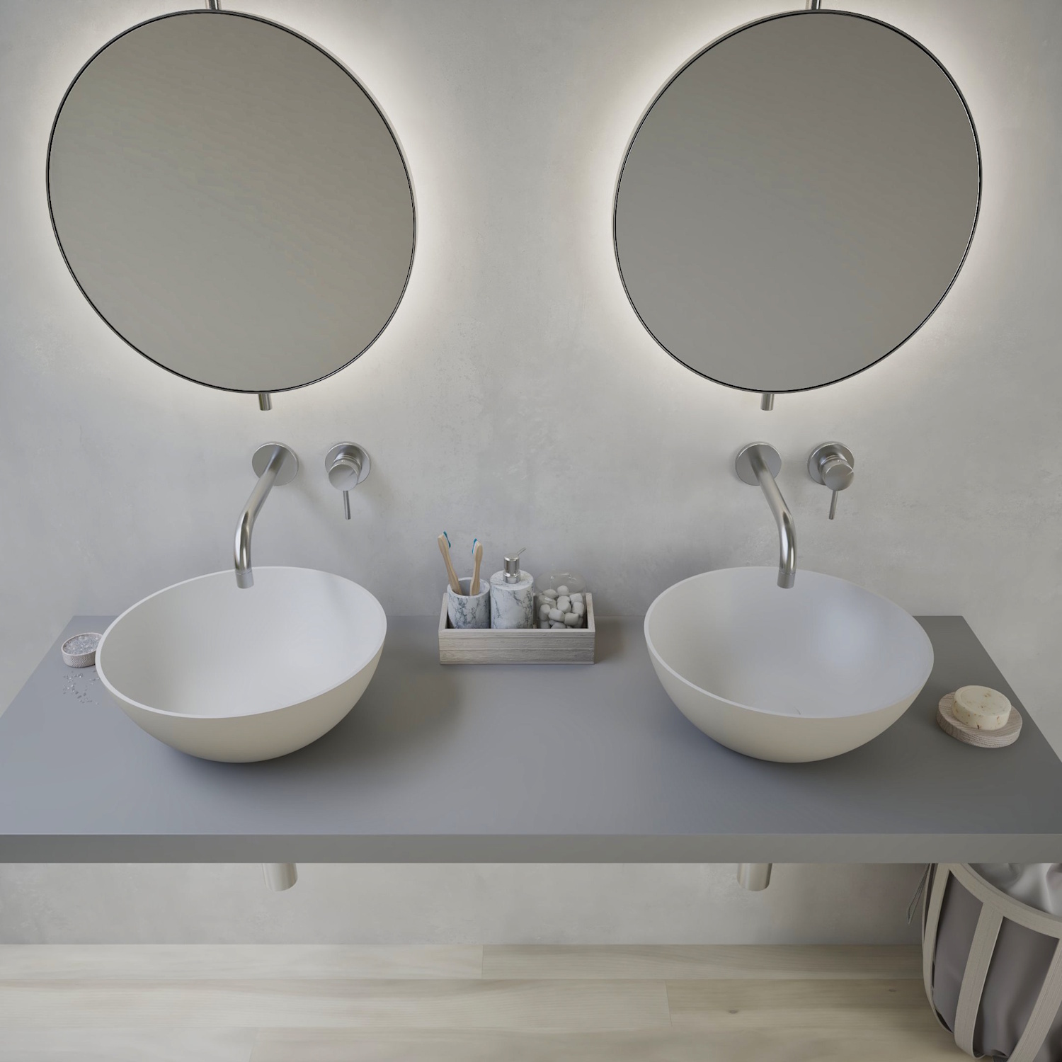 Opbouwwastafel Ideavit Solidthin 39x39x14.5 cm Solid Surface Mat Grijs Ideavit