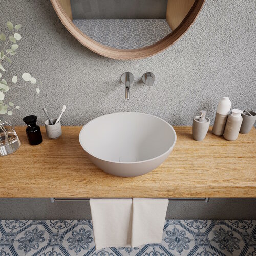 Opbouwwastafel Ideavit Solidthin 39x39x14.5 cm Solid Surface Grijs Beige 