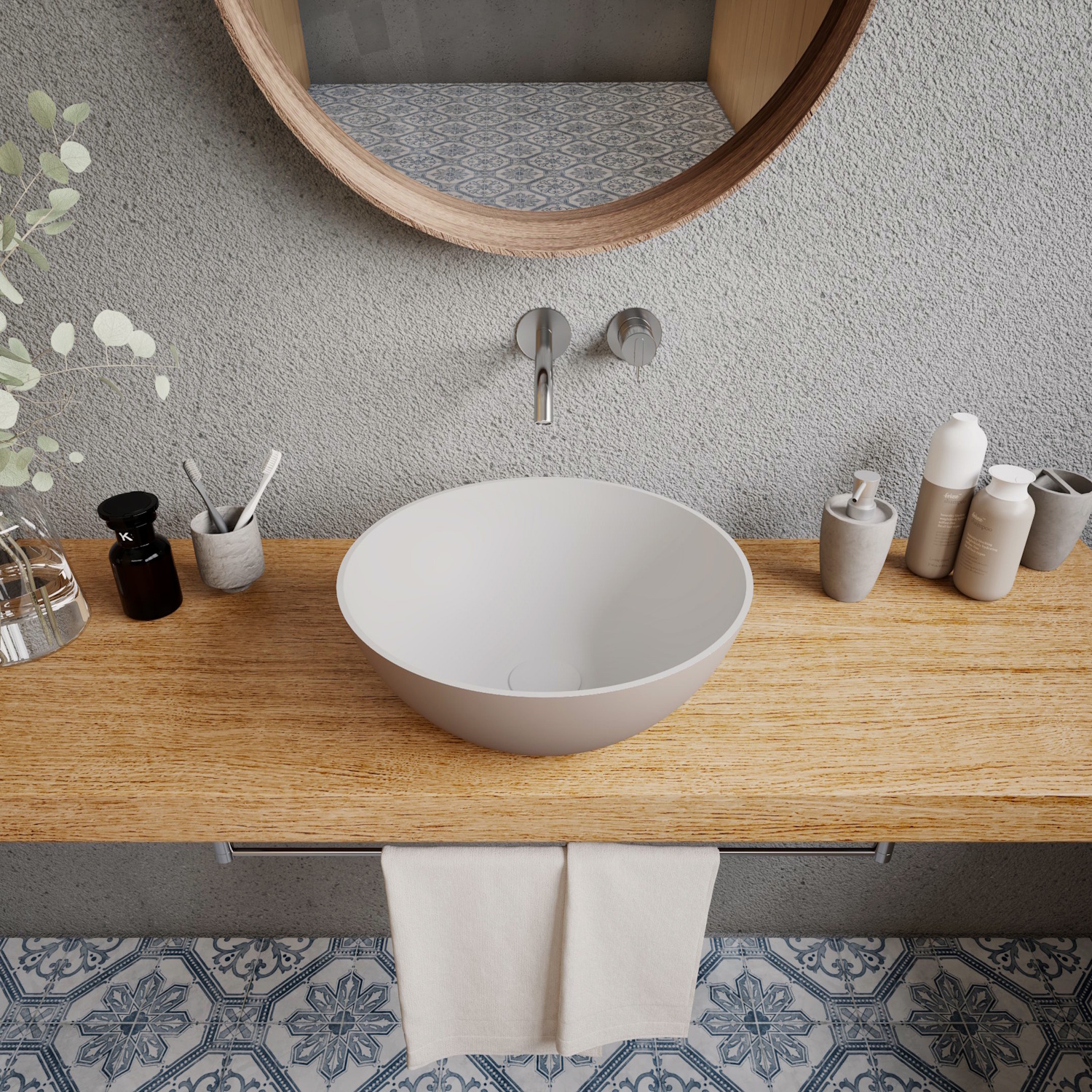 Opbouwwastafel Ideavit Solidthin 39x39x14.5 cm Solid Surface Grijs Beige Ideavit