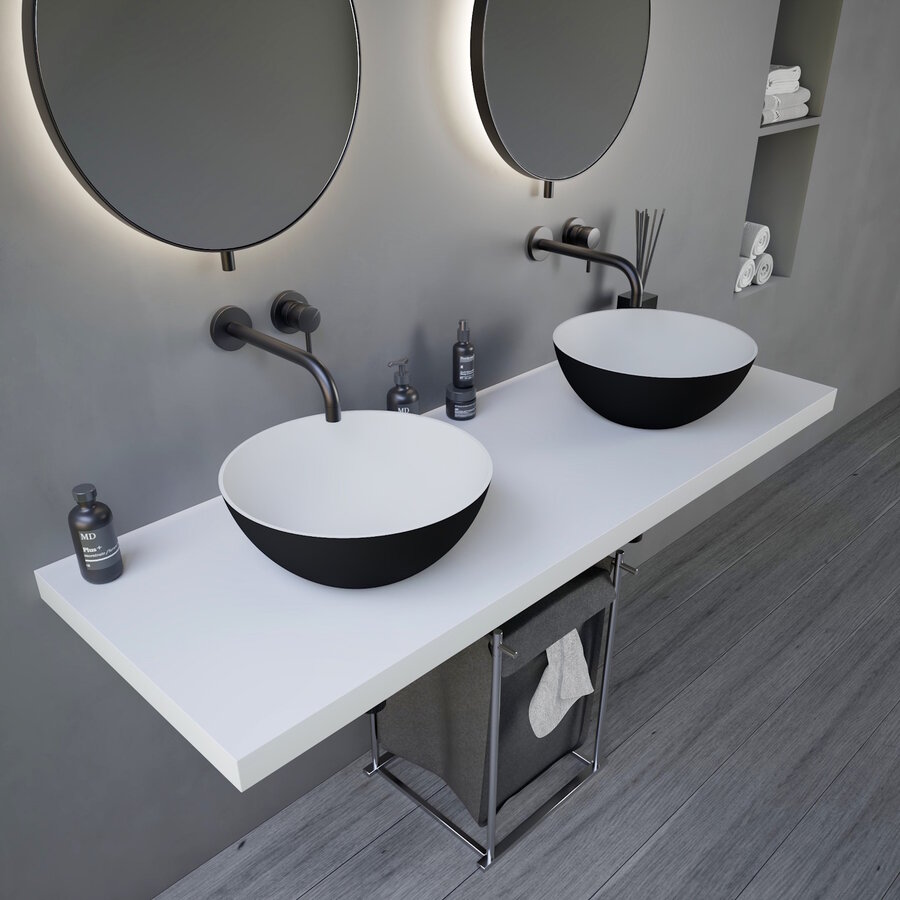 Opbouwwastafel Ideavit Solidthin 39x39x14.5 cm Solid Surface Mat Zwart