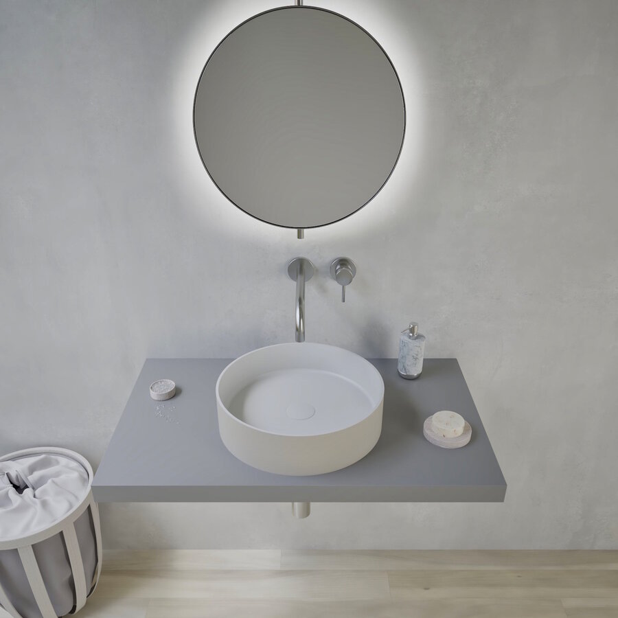 Opbouwwastafel Ideavit Solidthin 40x40x12.5 cm Solid Surface Mat Pebble Grey