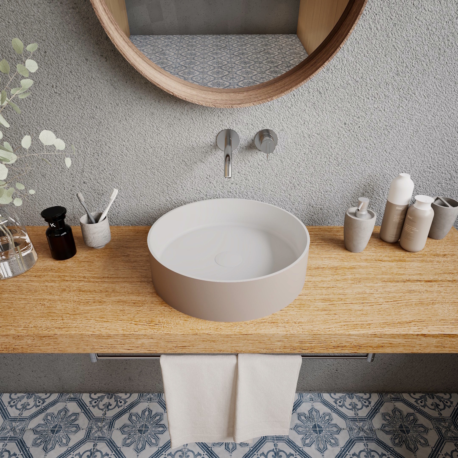 Opbouwwastafel Ideavit Solidthin 40x40x12.5 cm Solid Surface Grijs Beige Ideavit