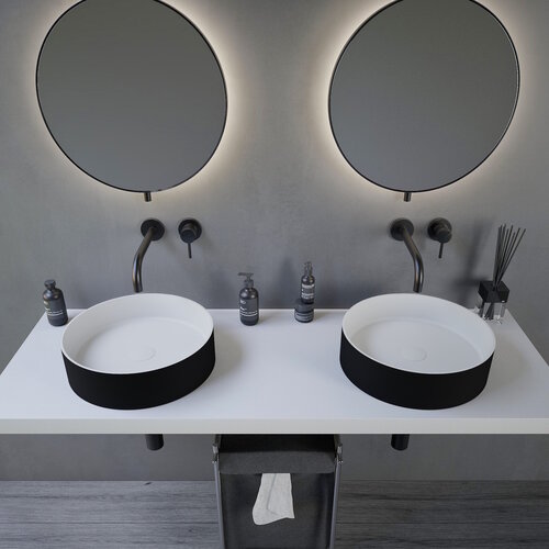 Opbouwwastafel Ideavit Solidthin 40x40x12.5 cm Solid Surface Mat Zwart 