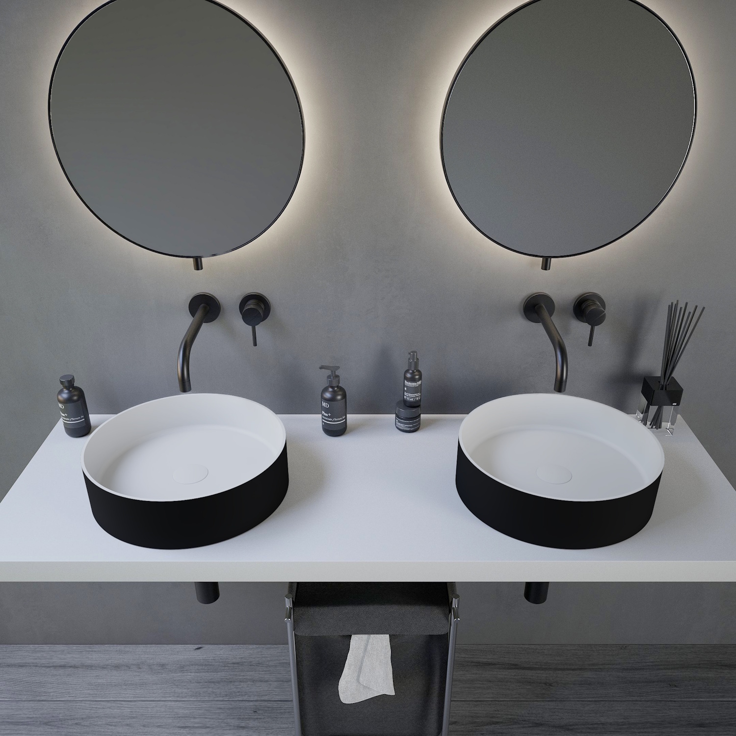 Opbouwwastafel Ideavit Solidthin 40x40x12.5 cm Solid Surface Mat Zwart Ideavit