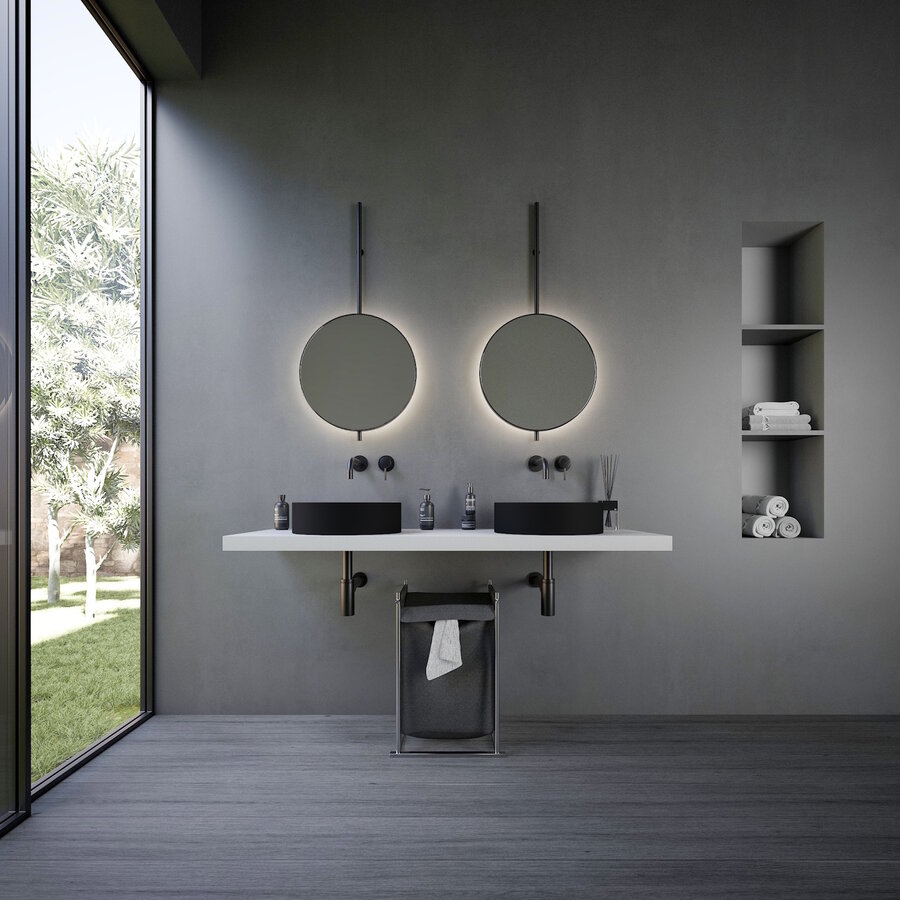 Opbouwwastafel Ideavit Solidthin 40x40x12.5 cm Solid Surface Mat Zwart