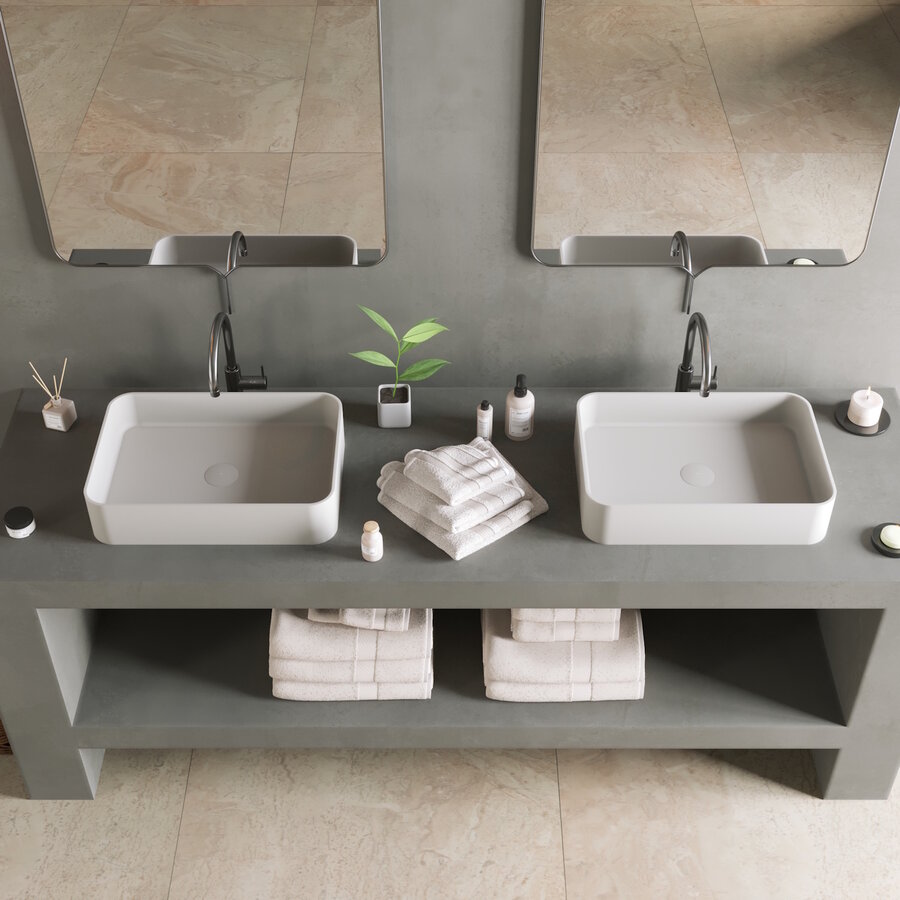 Opbouwwastafel Ideavit Solidthin 50x35x12.5 cm Solid Surface Mat Wit