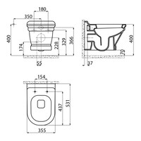 Wandcloset Creavit Antik 35,5x33x53,1 cm Keramiek Retro Glans Wit