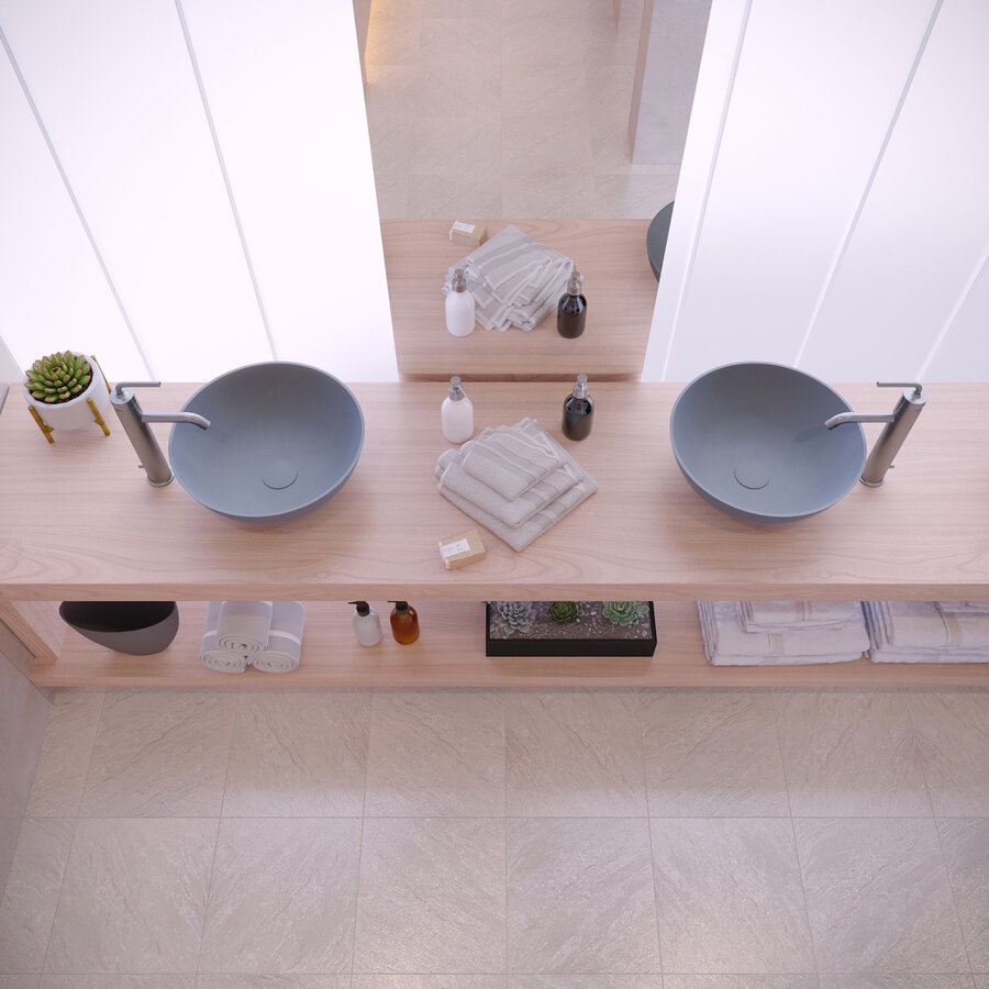 Opbouw Waskom Ideavit Solidthin 39x14,5 cm Solid Surface Mat Lichtgrijs