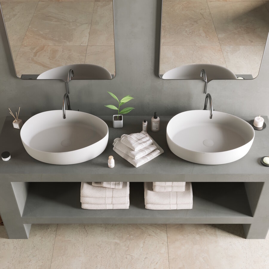 Opbouwwastafel Ideavit Solidharmony 60x44x15.5 cm Solid Surface Mat Wit