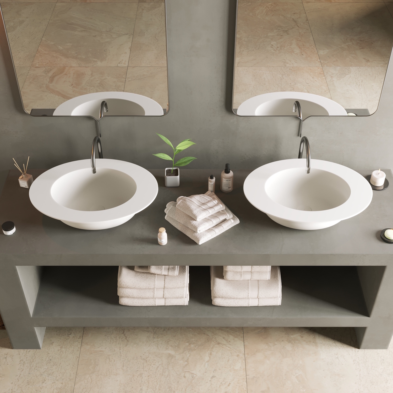 Wastafel Ideavit Solidcap 2.0 Opbouw 60x45x15.5 cm Solid Surface Mat Wit Ideavit