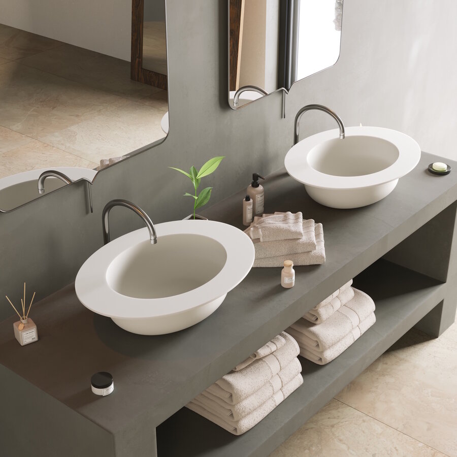 Wastafel Ideavit Solidcap 2.0 Opbouw 60x45x15.5 cm Solid Surface Mat Wit