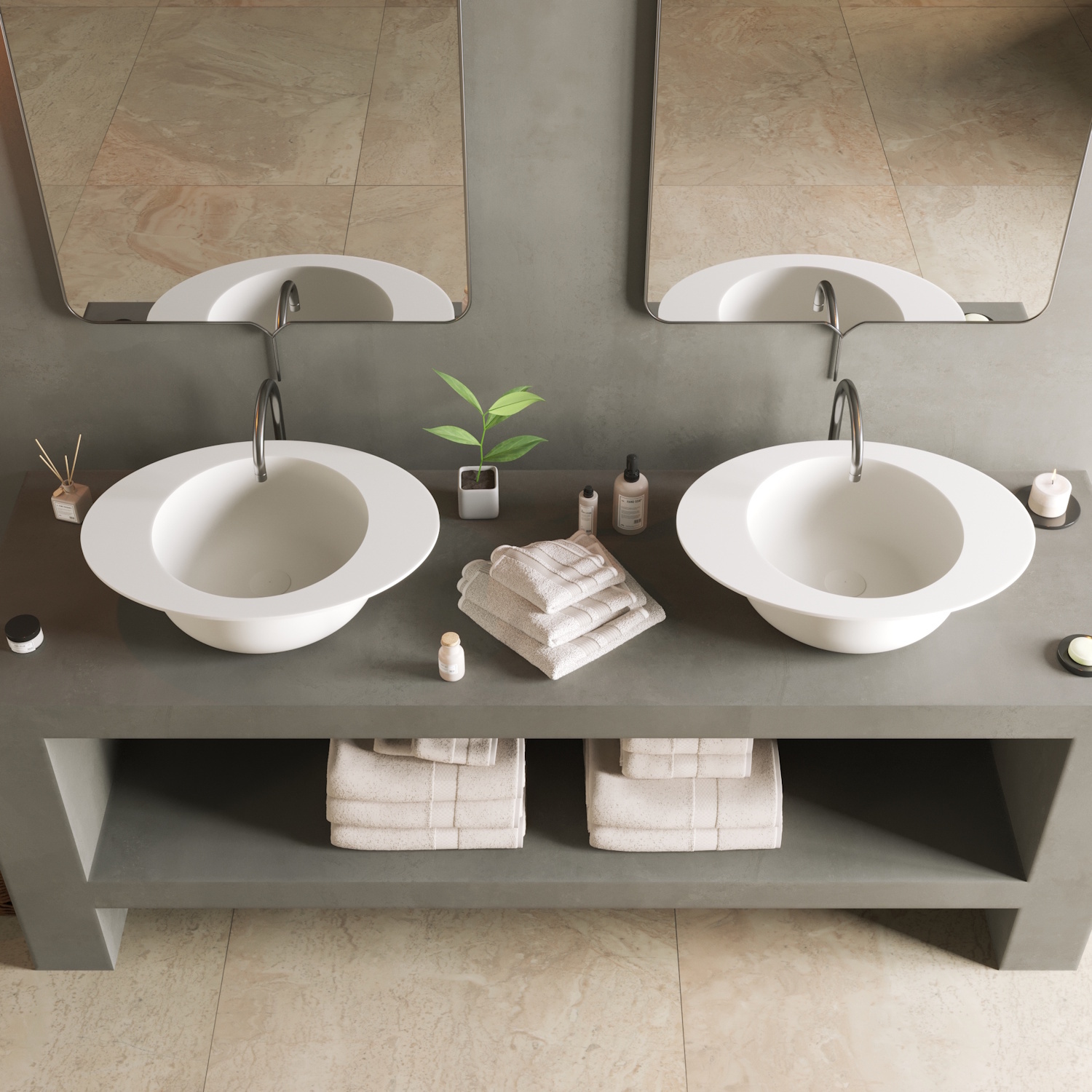 Wastafel Ideavit Solidcap 3.0 Opbouw 60x45.2x15.5 cm Solid Surface Mat Wit Ideavit