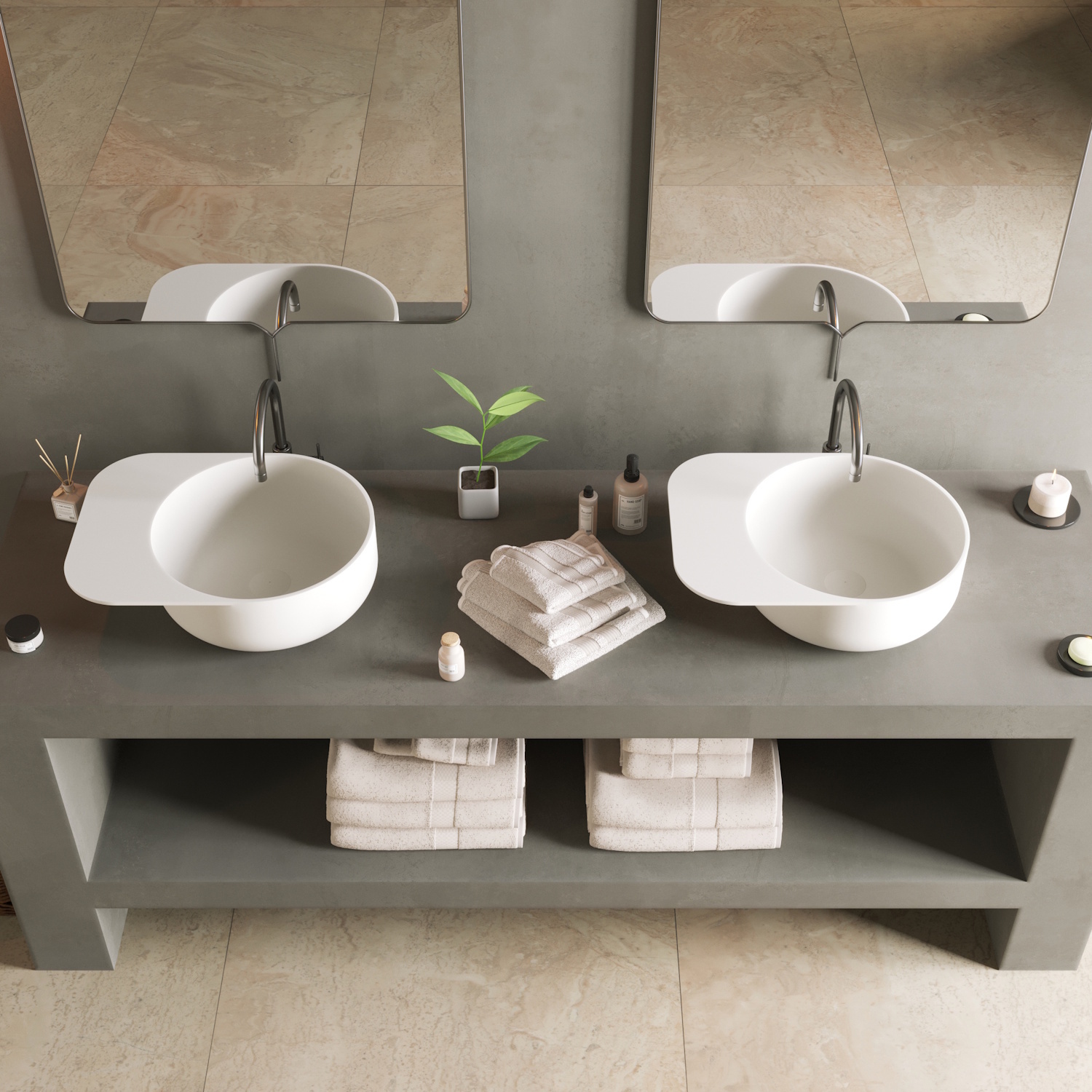 Wastafel Ideavit Solidcap 6.0 Opbouw 50x38x15.5 cm Solid Surface Mat Wit Ideavit