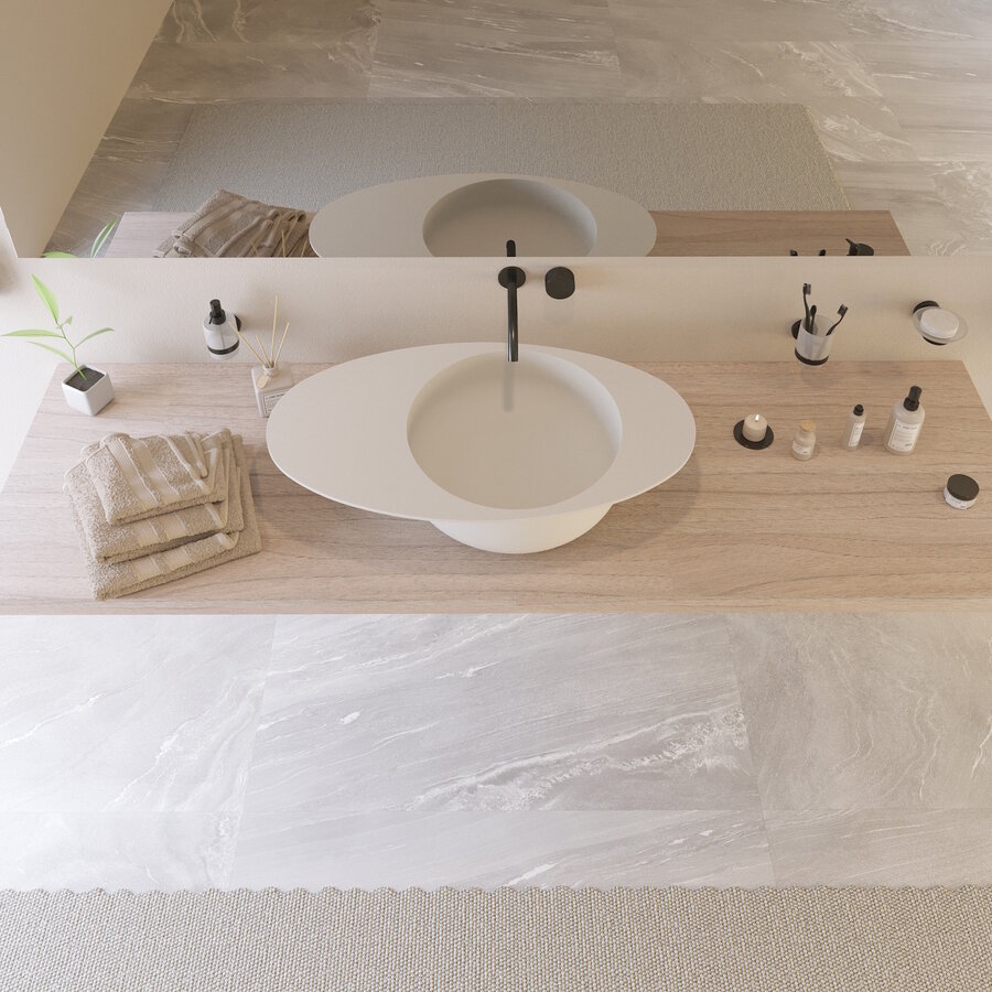 Wastafel Ideavit Solidcap 8.0 Opbouw 80.4x45.2x15.5 cm Solid Surface Mat Wit