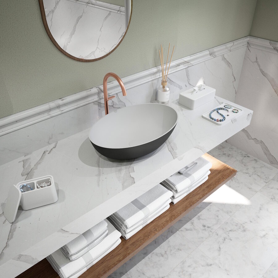 Opbouw Waskom Ideavit Solidthin 50x33x14.5 cm Solid Surface Mat Zwart