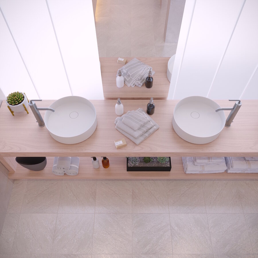 Opbouw Waskom Ideavit Solidfloat 40x40x12 cm Solid Surface Mat Wit