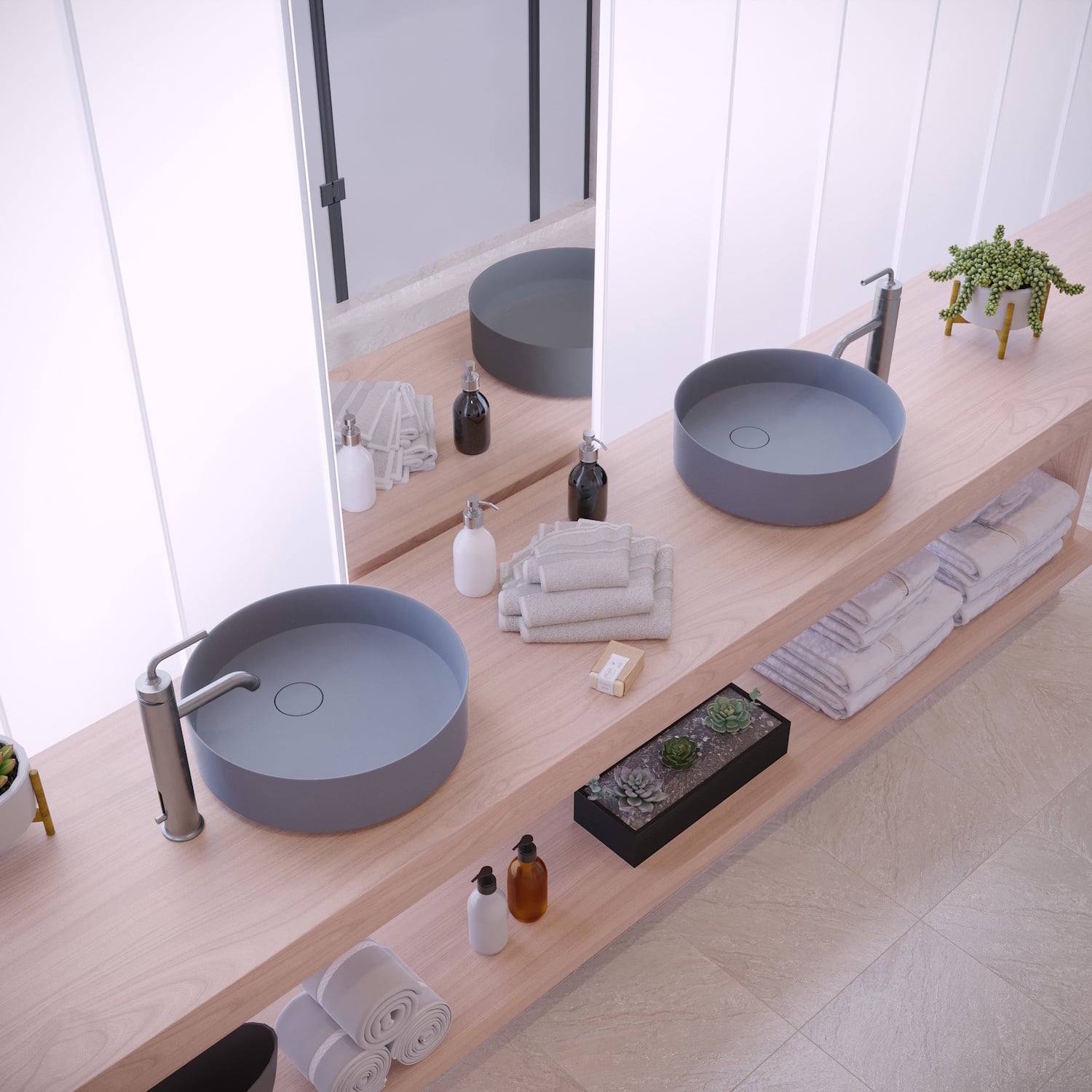 Opbouw Waskom Ideavit Solidfloat 40x40x12 cm Solid Surface Mat Grijs Ideavit