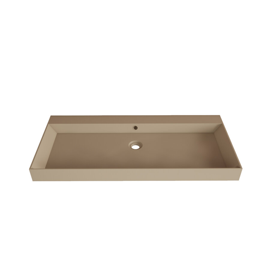 Wastafel Gliss Design Lako 100 cm 1 Kraangat Mat Cappuccino