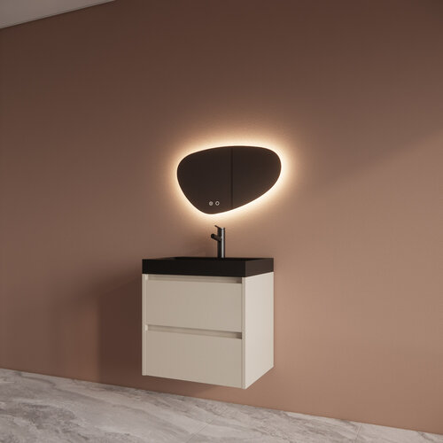 Badmeubelset BWS Riga Met Lako Wastafel Zwart 60 cm Kasjmier 