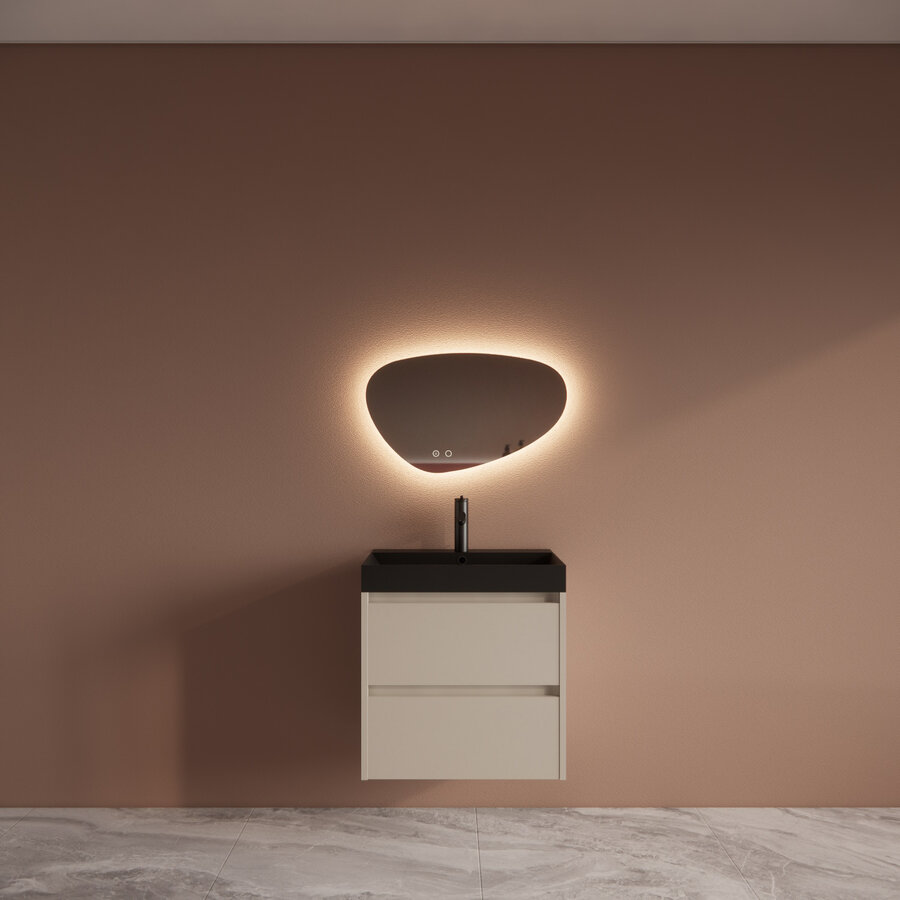 Badmeubelset BWS Riga Met Lako Wastafel Zwart 60 cm Kasjmier