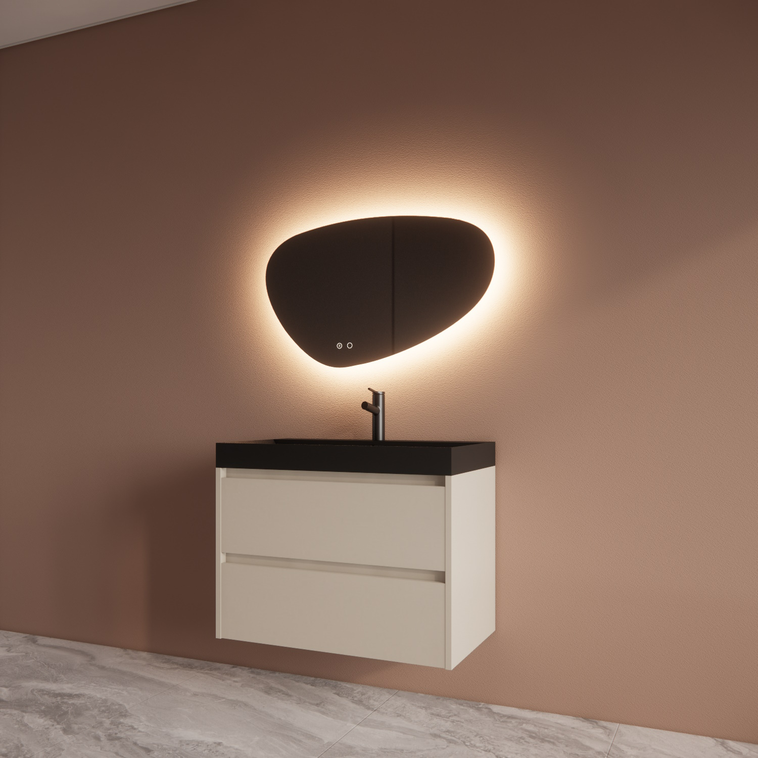 Badmeubelset BWS Riga Met Lako Wastafel Zwart 80 cm Kasjmier Boss & Wessing