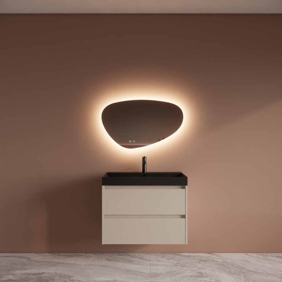 Badmeubelset BWS Riga Met Lako Wastafel Zwart 80 cm Kasjmier